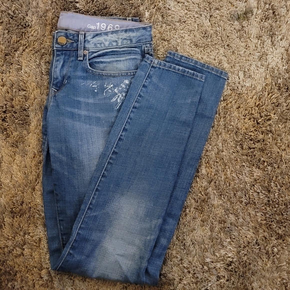 Gap 1969 Always Skinny Medium Wash White Splatter Detail Jeans 27 - Picture 9 of 11